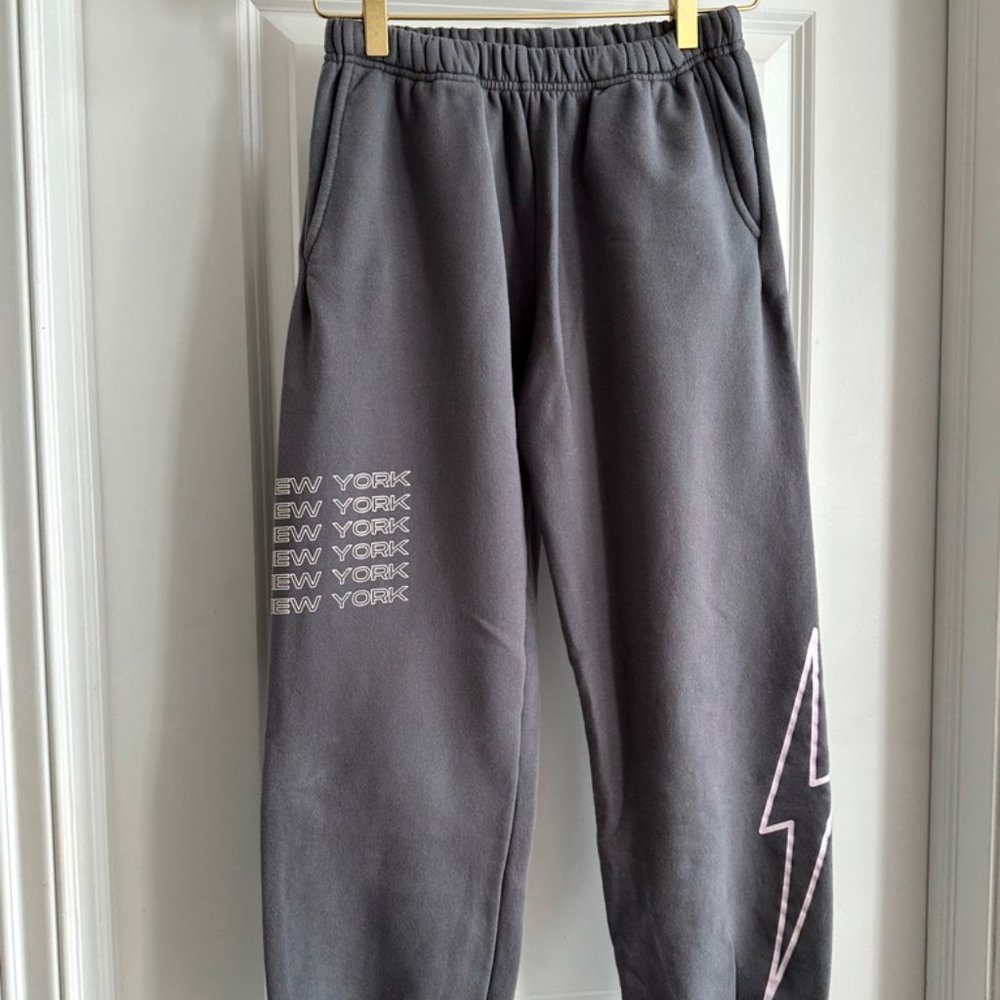 Gray Graphic Jogger Sweatpants with Lightning Accent